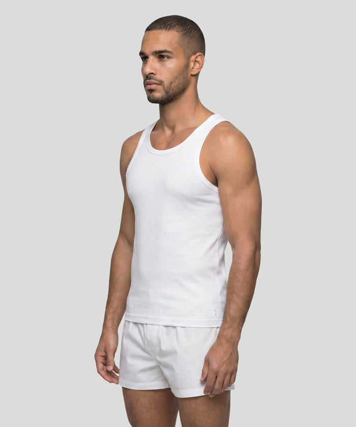 Débardeur côtelé en coton: Blanc