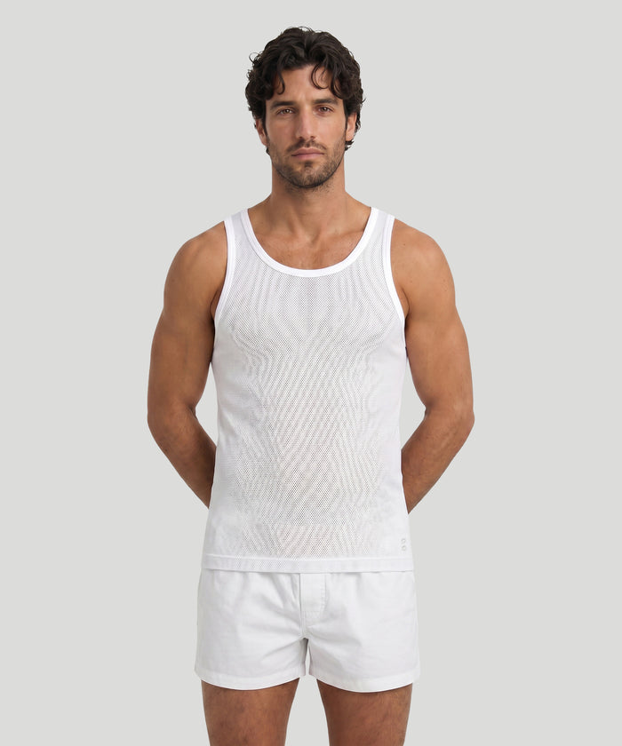 Mesh Tank Top: White