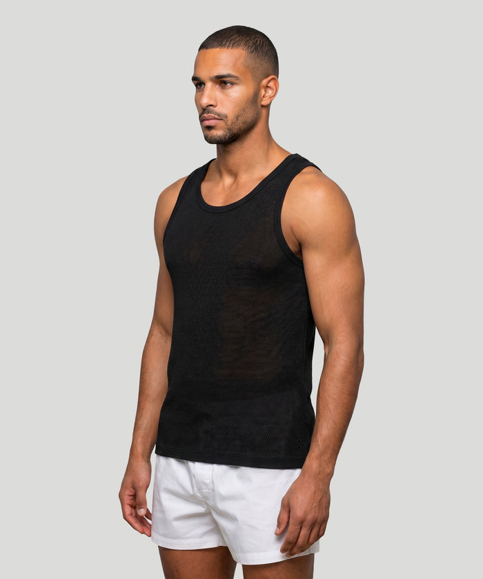 Mesh Tank Top: Schwarz