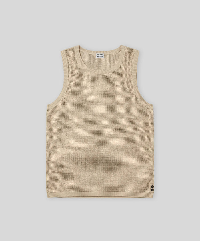 Bio-Baumwolle Häkelstrick Tanktop: Natur