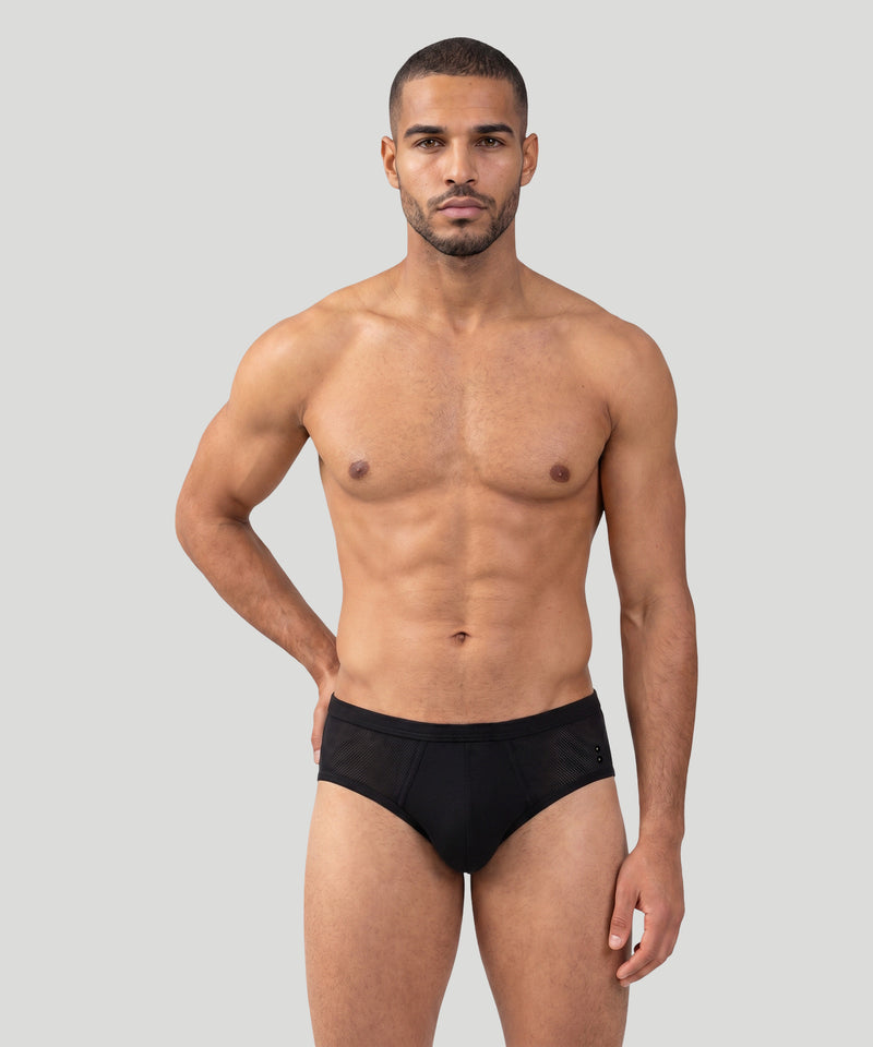 Mesh Y-Front Briefs: Schwarz