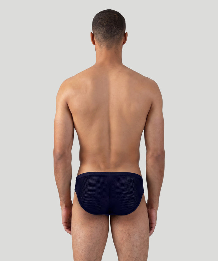 Mesh Y-Front Briefs: Navy