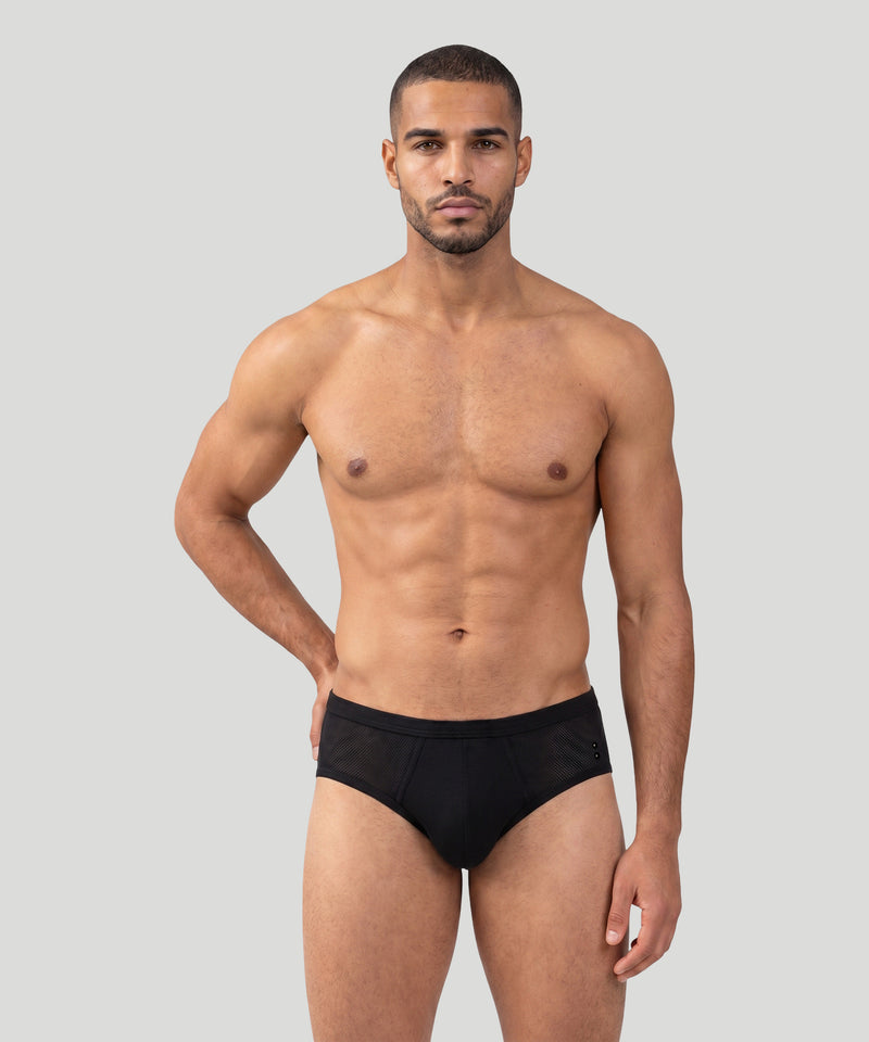 Mesh Y-Front Briefs: Schwarz