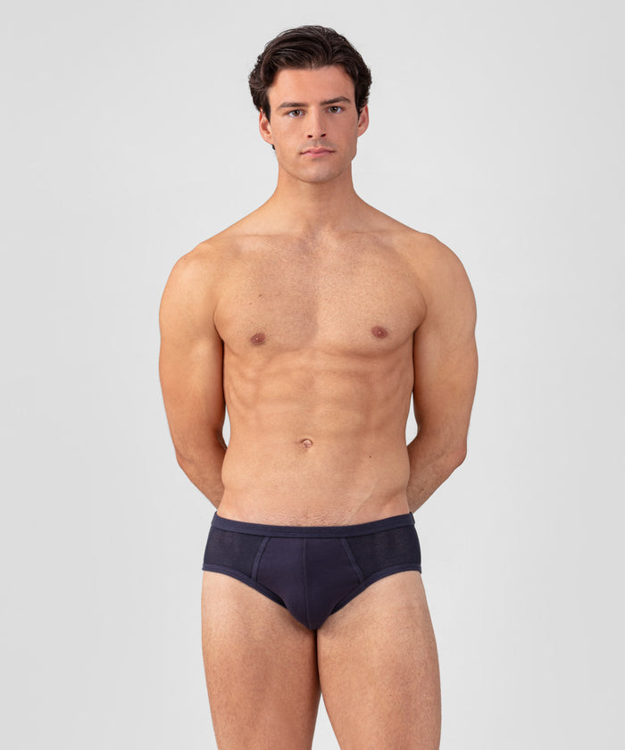 Slip Y-front en mesh: Bleu marine