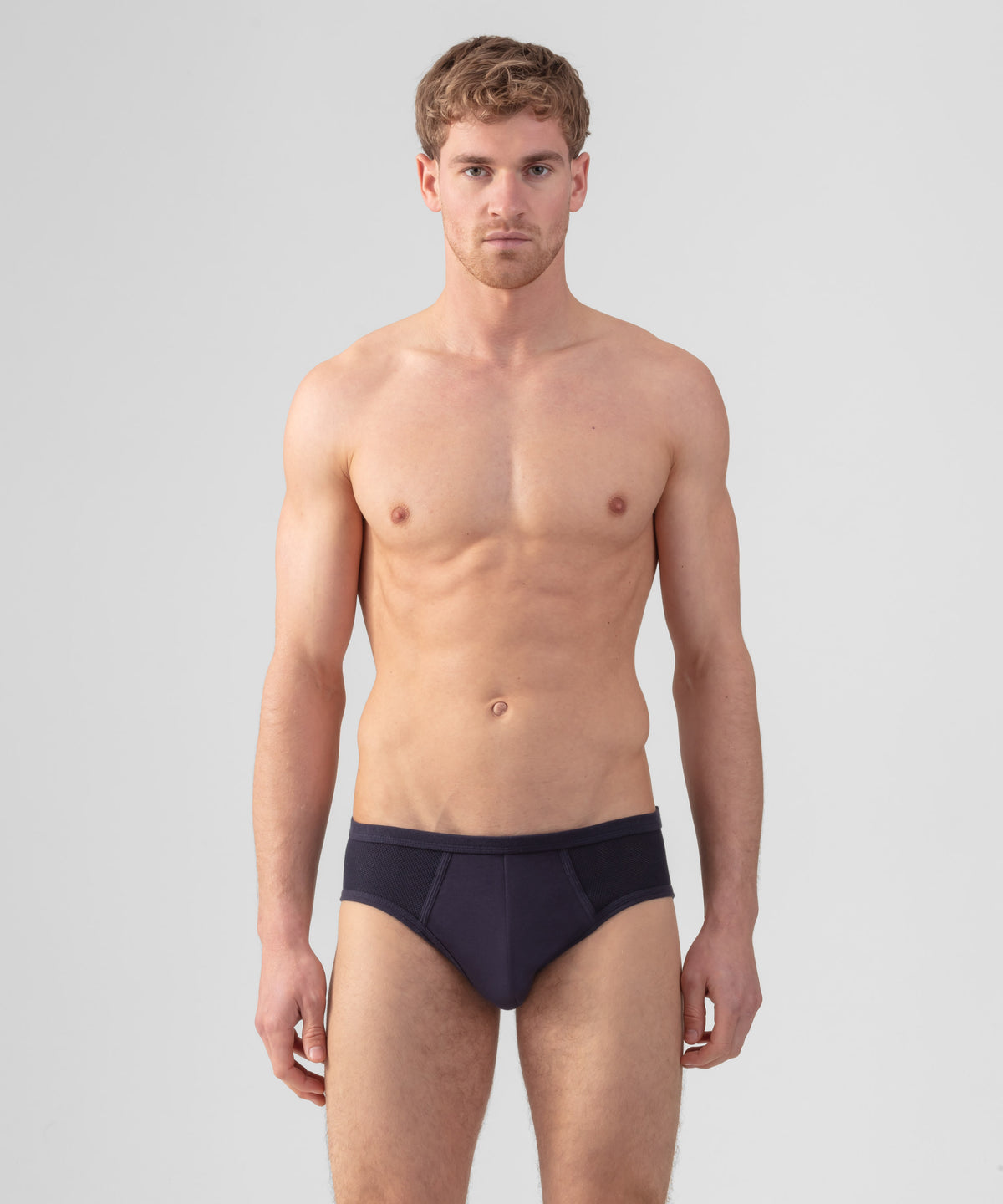 Slip Y-front en filet de coton: Bleu marine