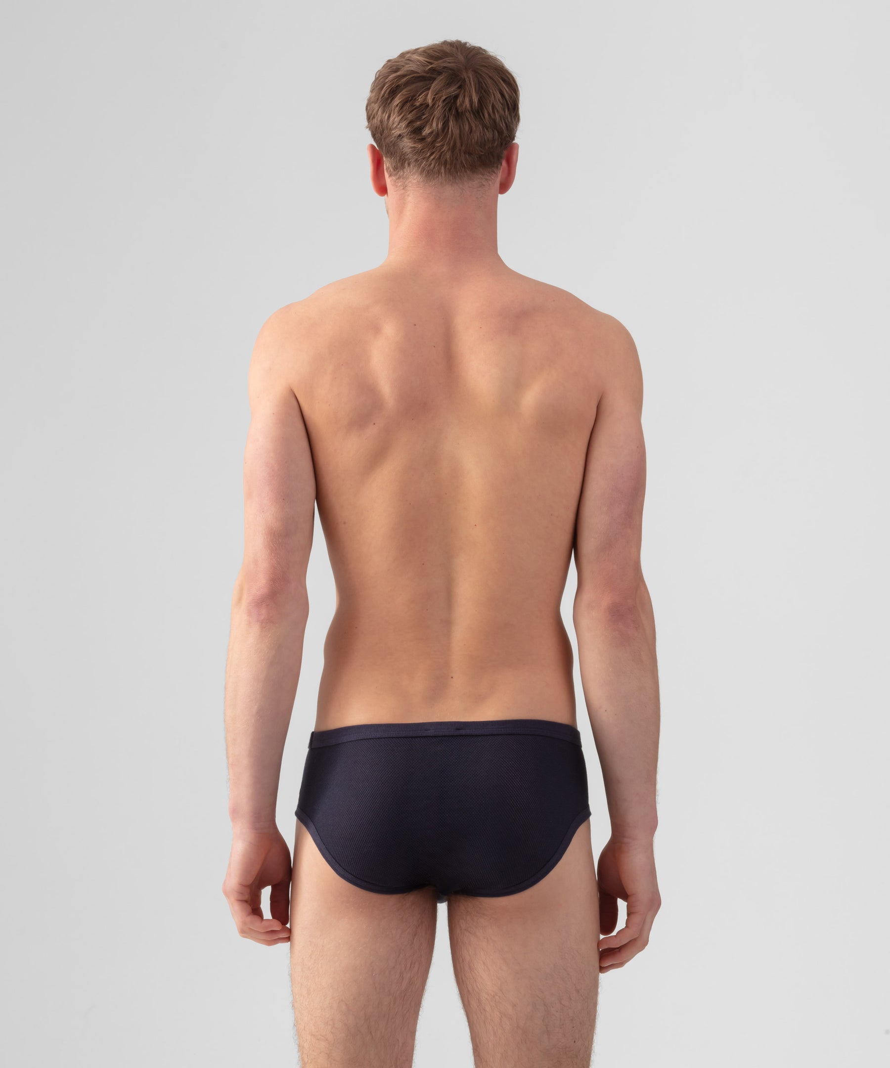 Cotton Mesh Y-Front Briefs: Navy