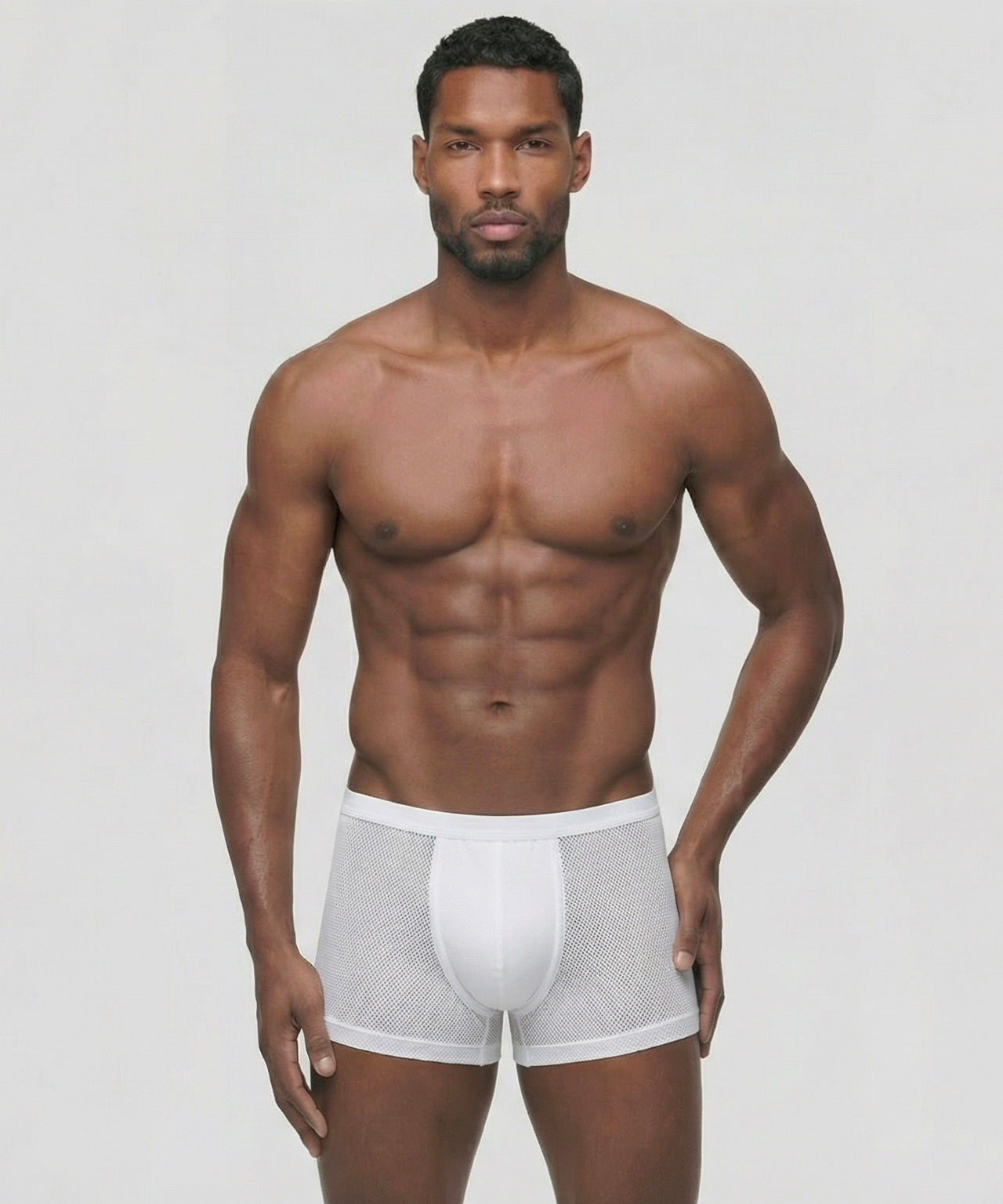 Boxershorts aus Mesh: Weiß