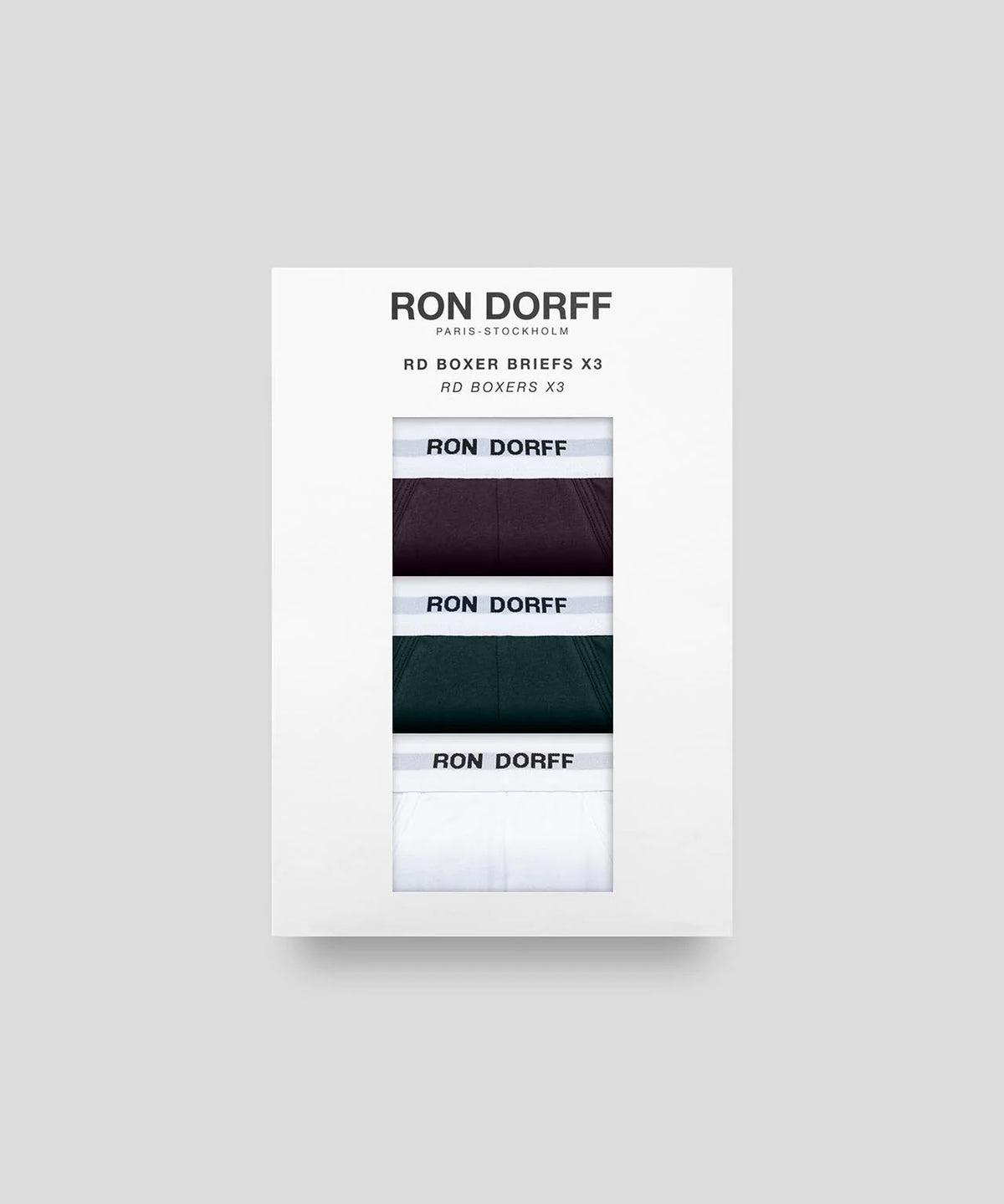 Boxer en coton à imprimés RON DORFF: Blanc/Vert sapin/Violet foncé