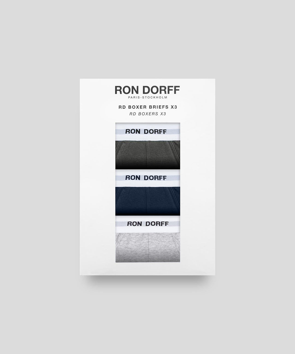 RON DORFF Boxer Briefs Kit: Heather Grey/Army Green/Deep Blue