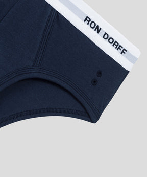 Slip Y-front en coton à imprimés RON DORFF: Bleu marine