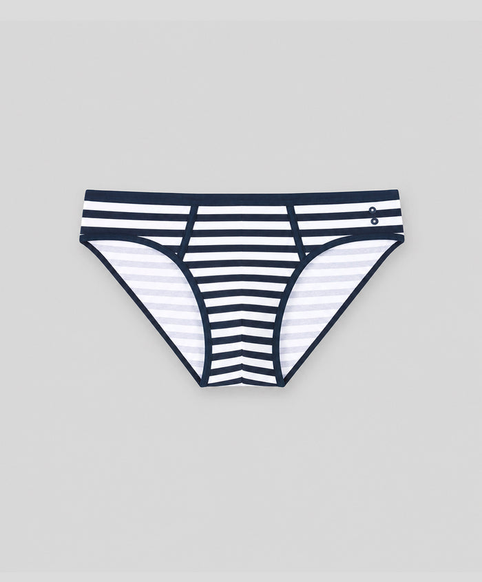 Slip Y-Front Slim: Bleu marine/blanc