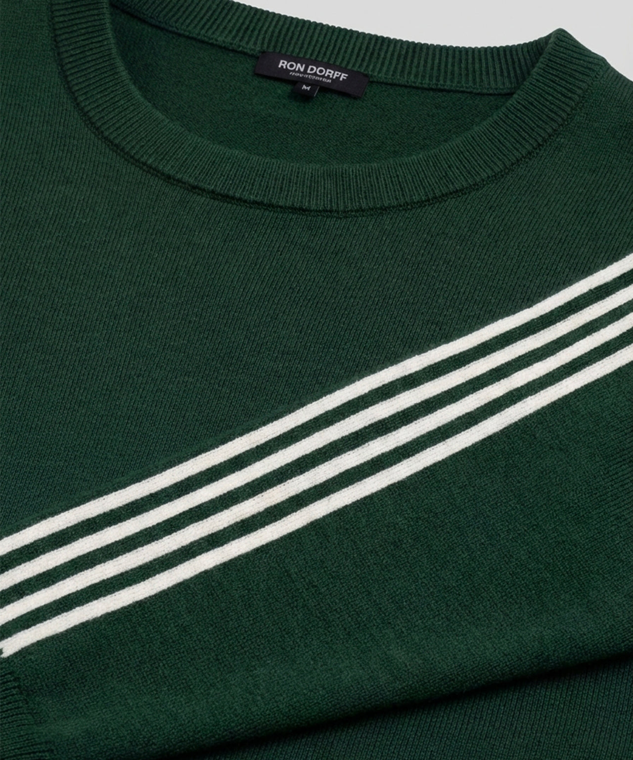 Wool Cotton Sweater w. Lines: Court Green