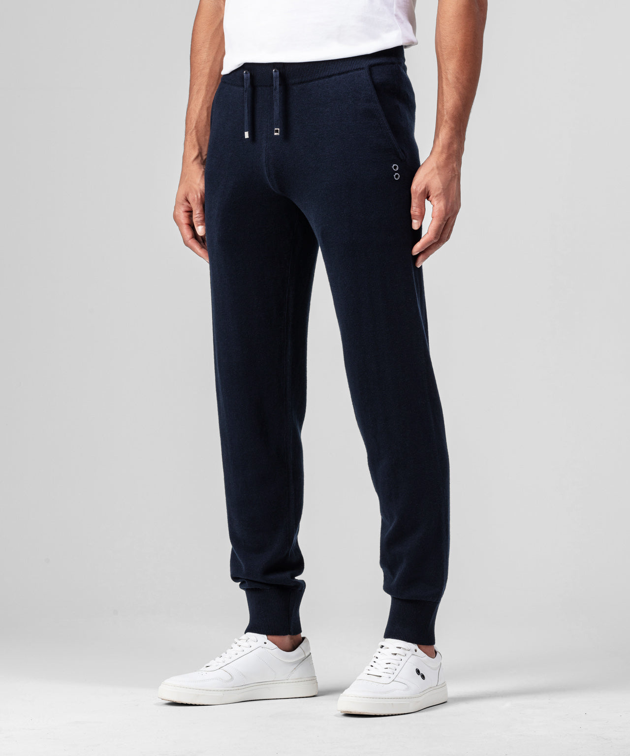 Pantalon en coton cachemire: Bleu marine