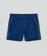 Tennis Short en coton terry avec piping: Bleu