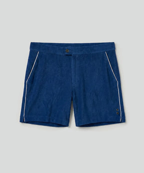 Tennis Short en coton terry avec piping: Bleu