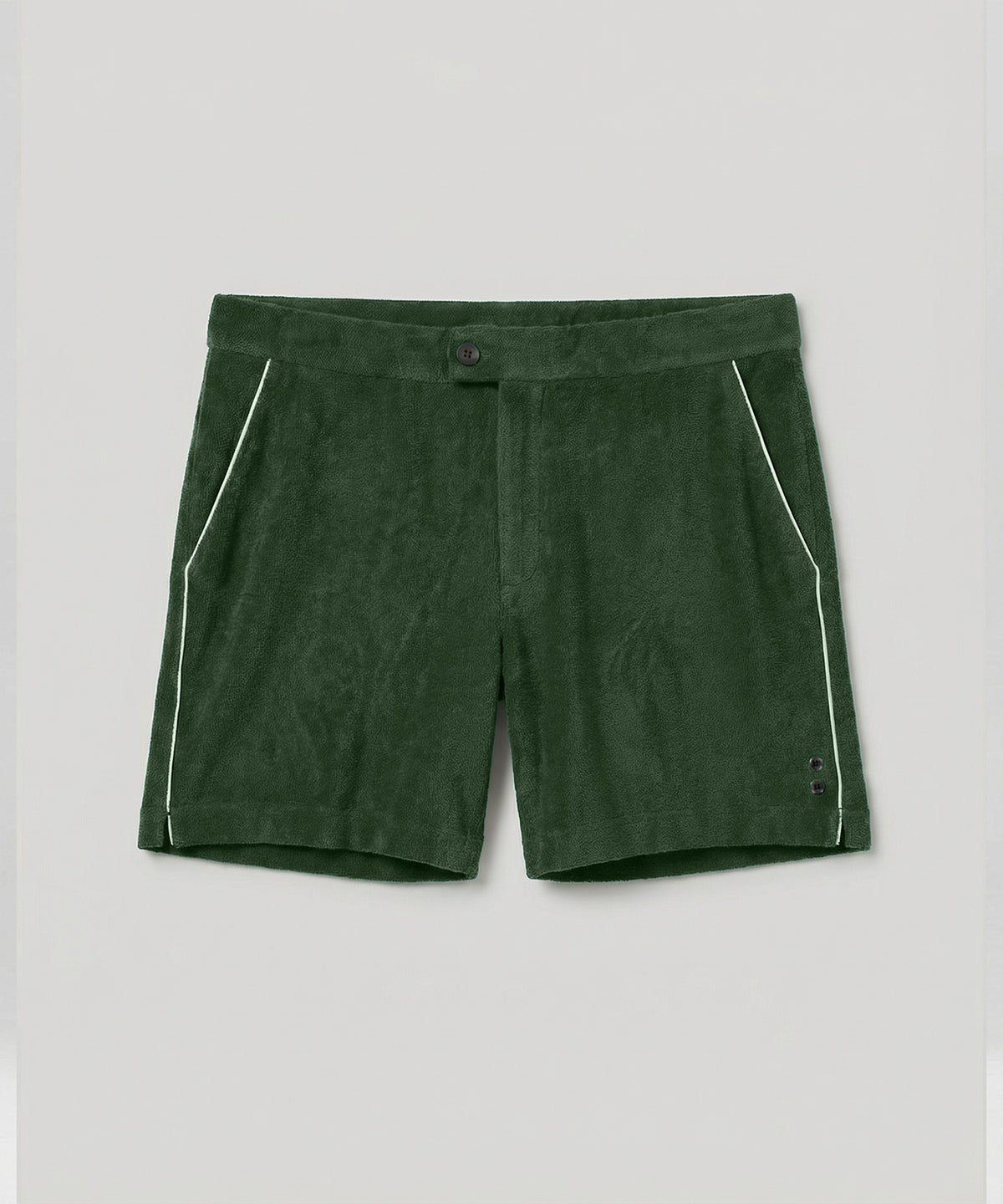 Cotton Terry Tennis Shorts w. Piping: Court Green