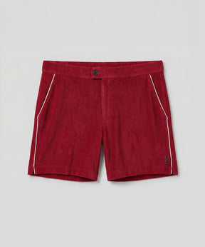 Cotton Terry Tennis Shorts w. Piping: Red