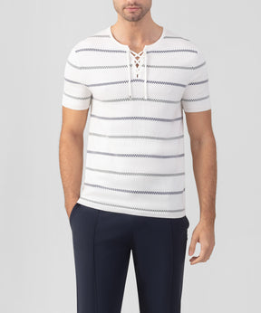 T-shirt en maille à motif nordique: Écru