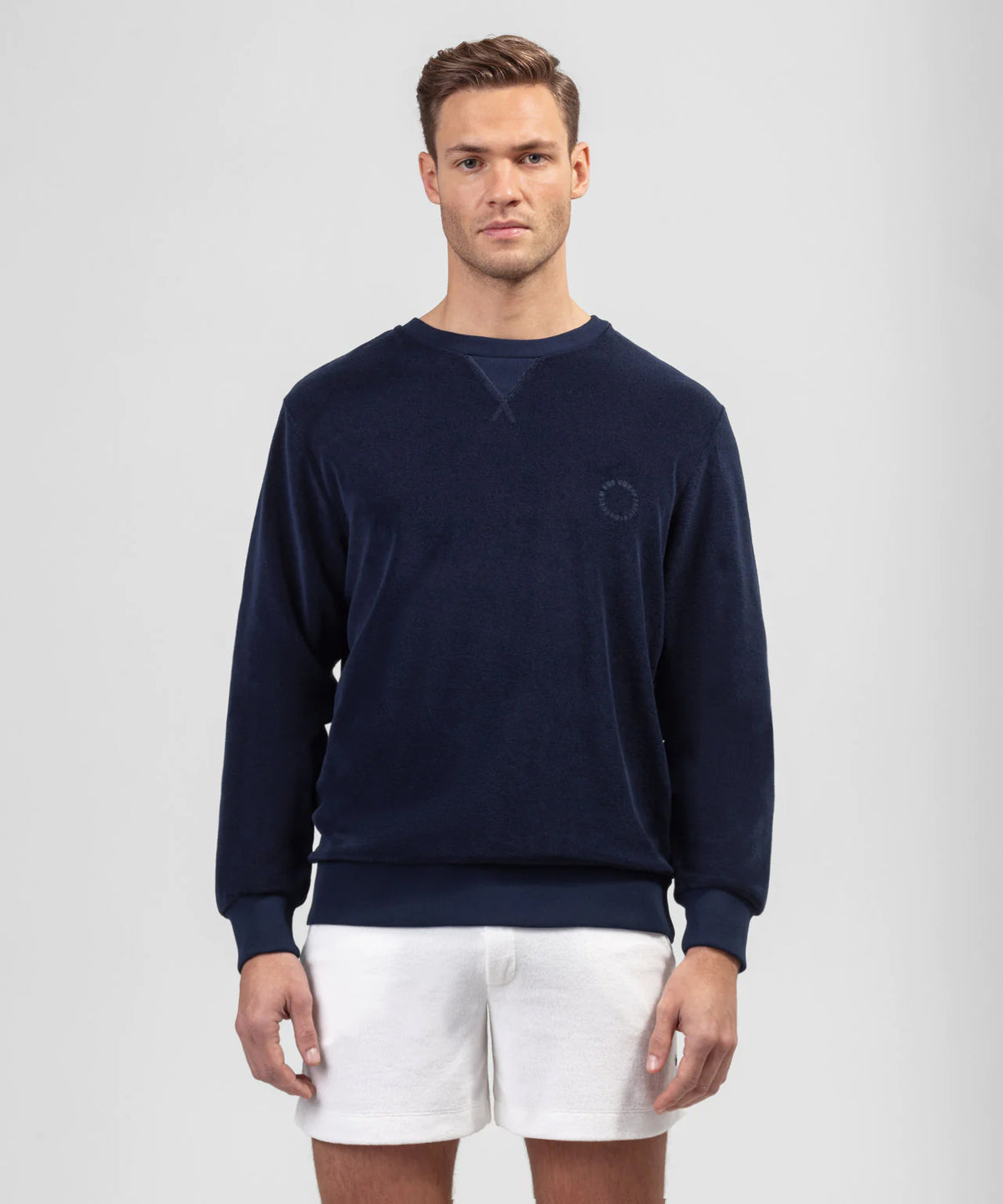 Sweatshirt en terry coton: Bleu marine