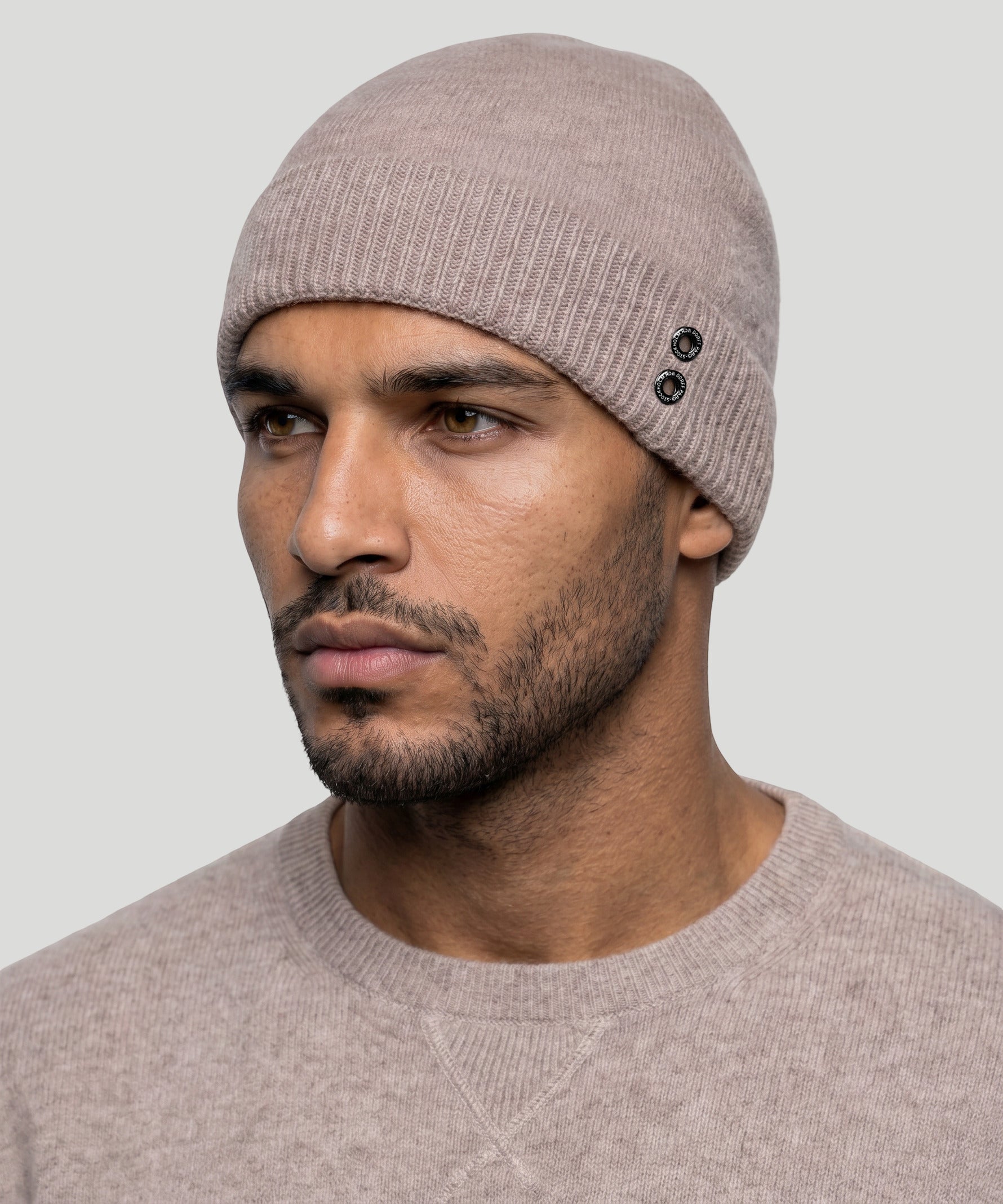 Cashmere Beanie: Heather Beige
