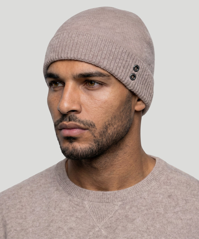 Cashmere Beanie: Heather Beige