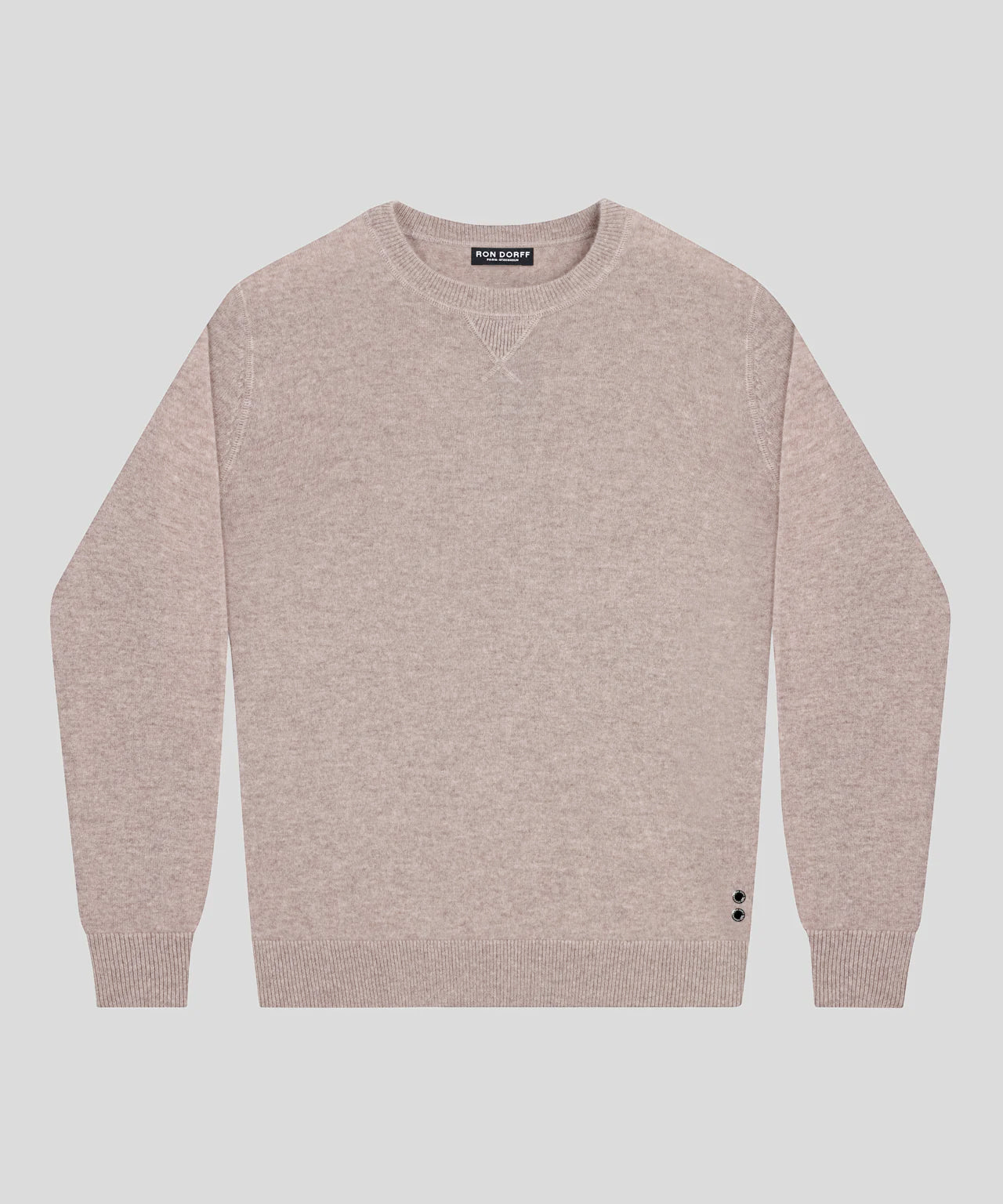 Sweatshirt col côtelé en cachemire: Beige chiné