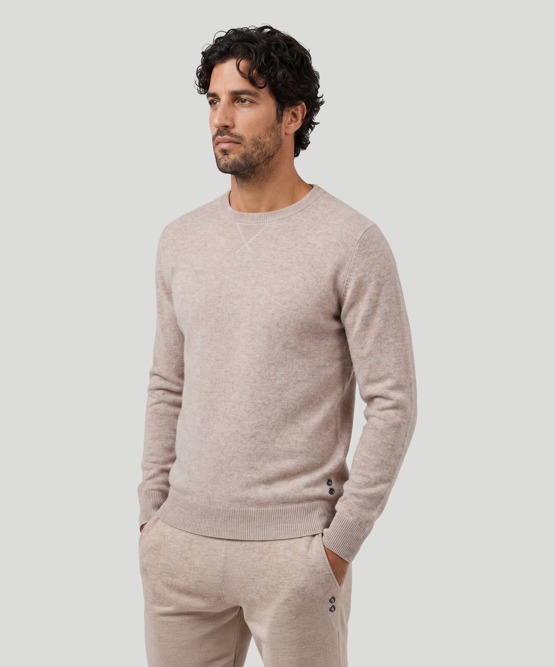 Pull en cachemire : Beige chiné