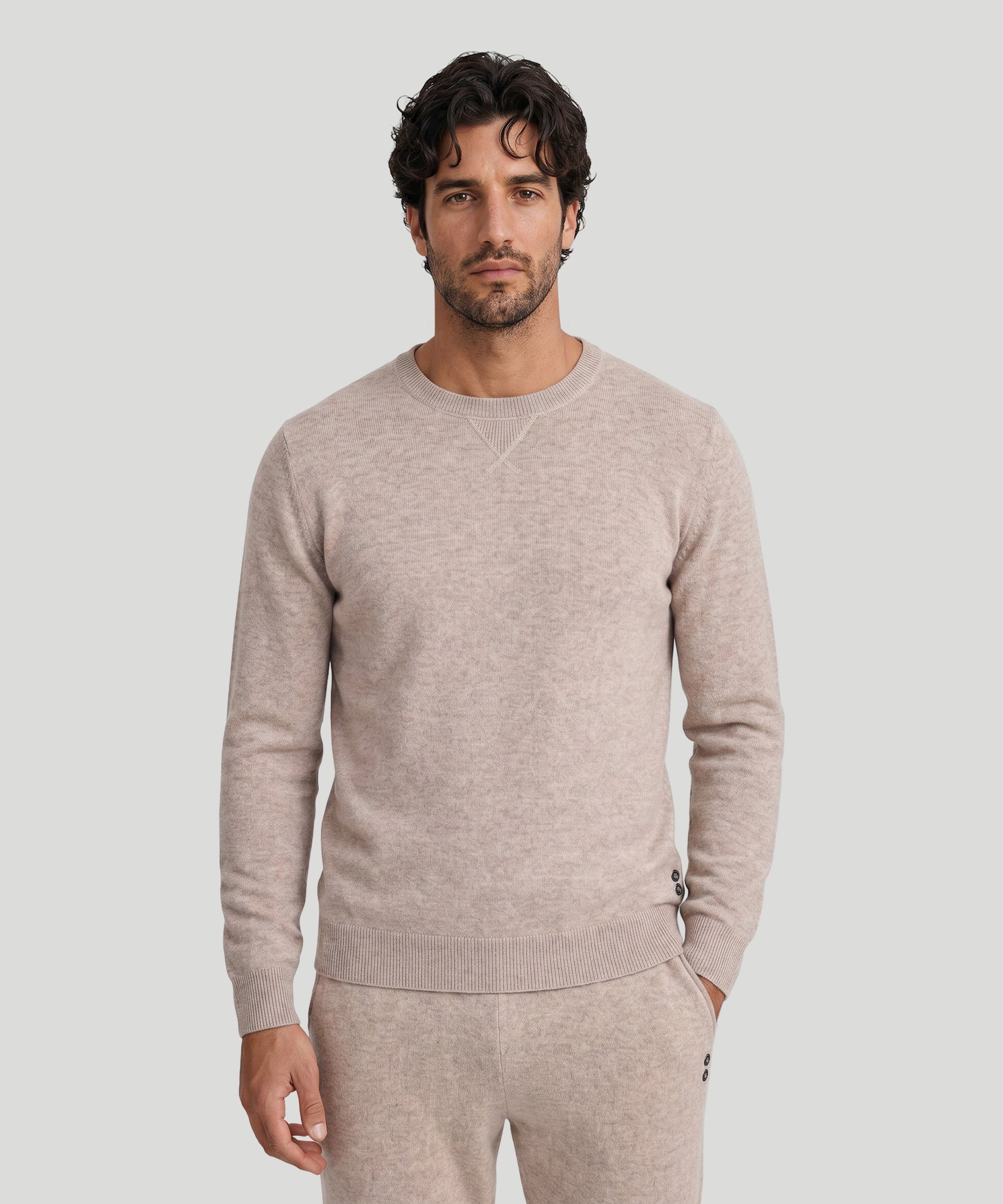 Pull en cachemire : Beige chiné