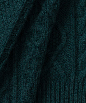 Wool Cashmere Telemark Sweater w Zip: Green Night