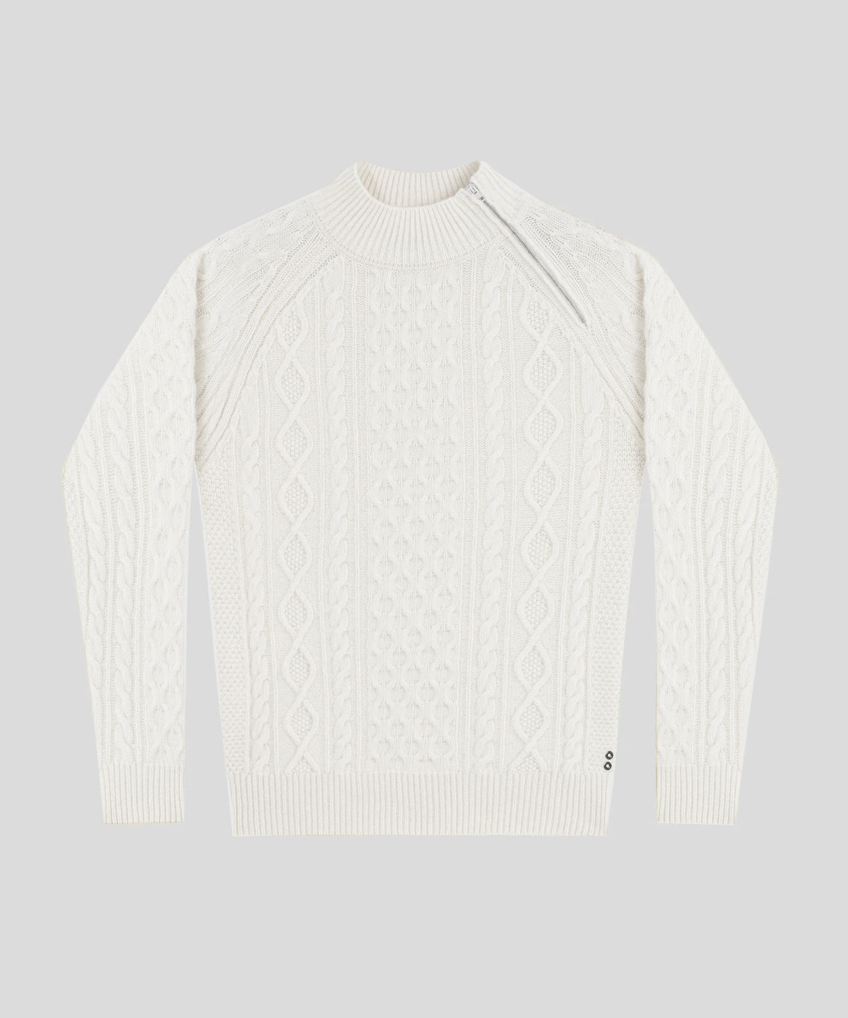 Wool Cashmere Telemark Sweater w Zip: Off White