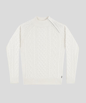 Wool Cashmere Telemark Sweater w Zip: Off White