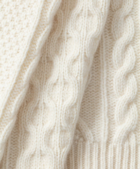 Wool Cashmere Telemark Sweater w Zip: Off White
