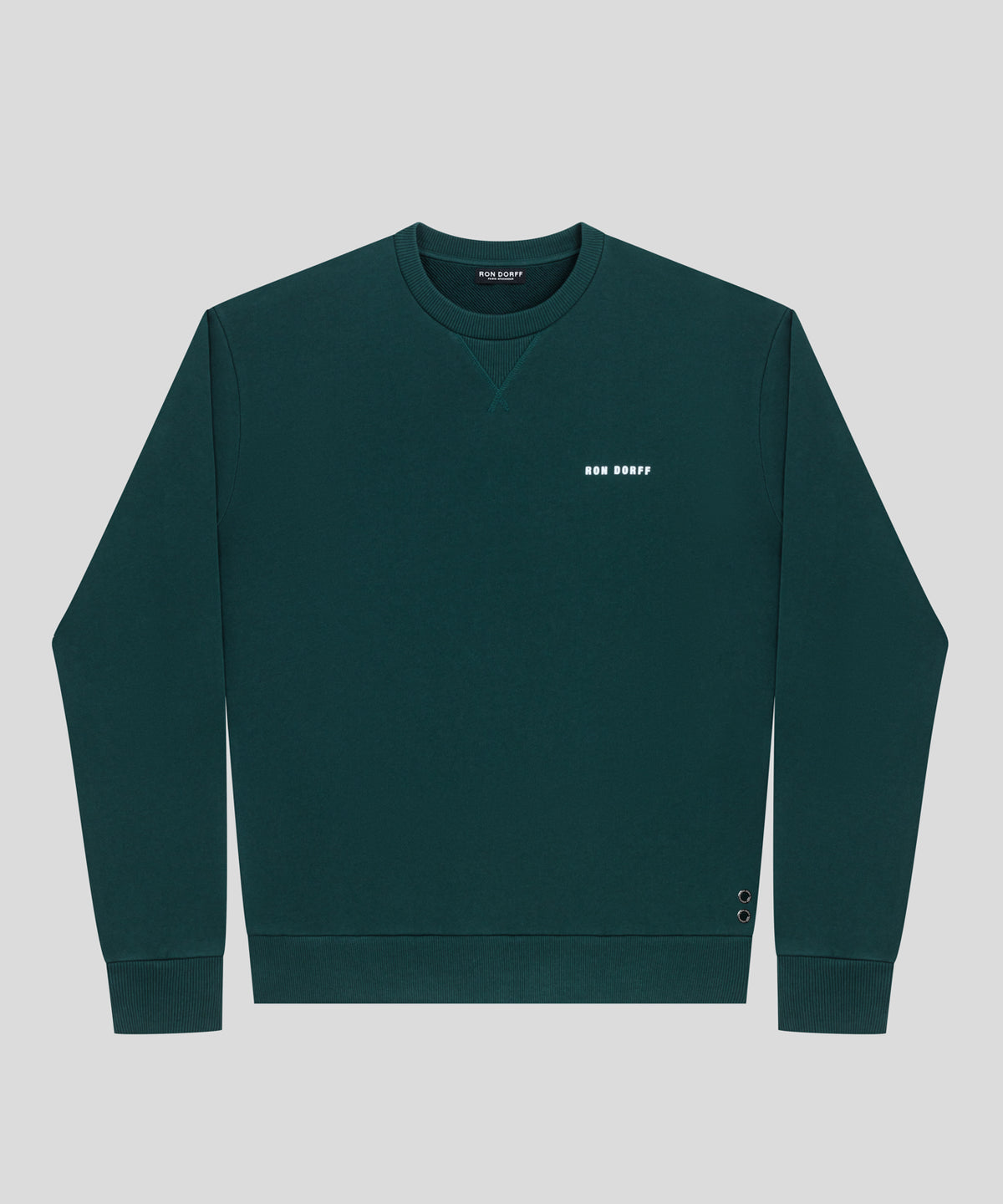 Sweatshirt coupe décontractée en coton organique à imprimé RON DORFF: Vert sapin