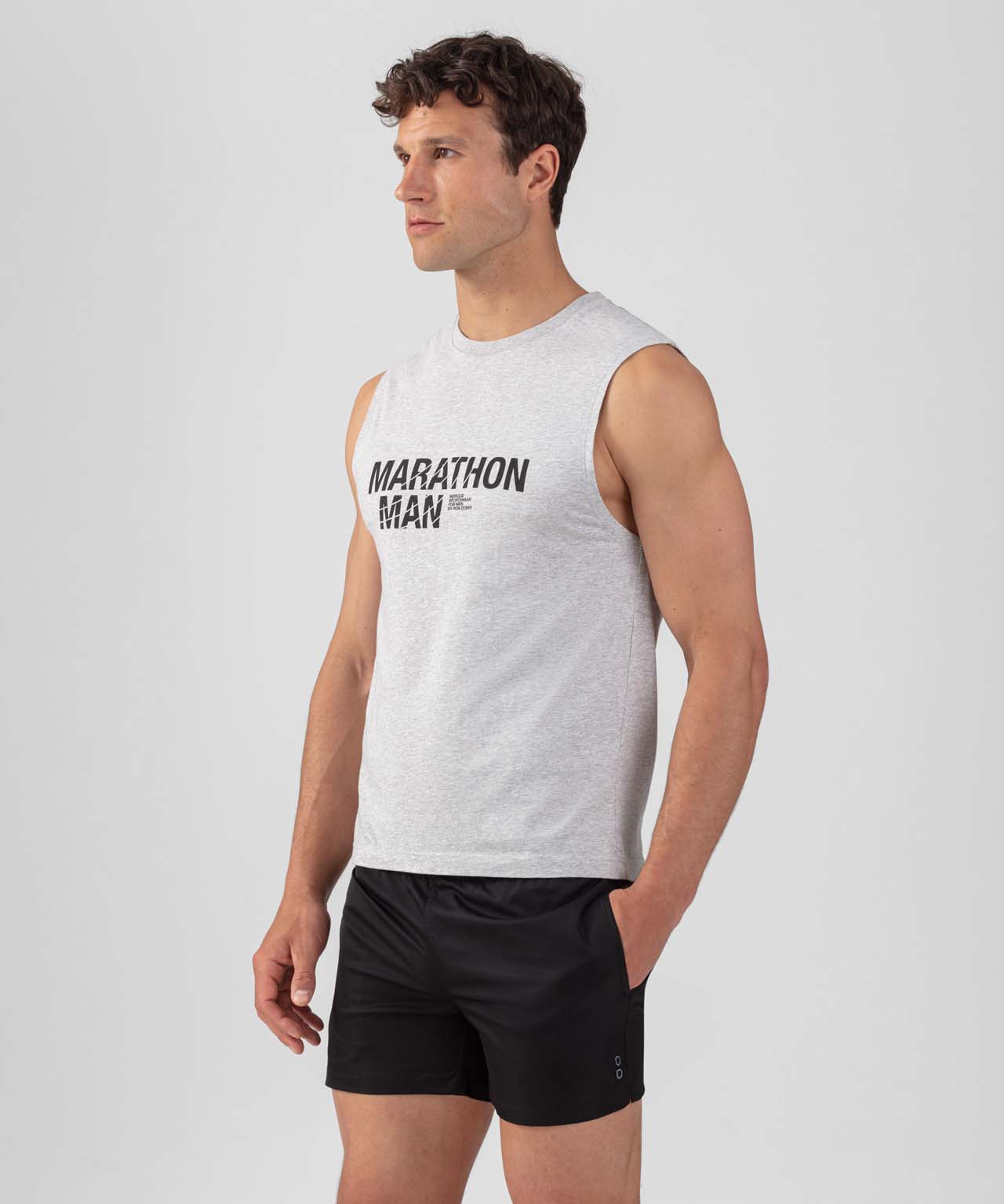 Organic Cotton Sleeveless T-Shirt MARATHON MAN: Heather Grey