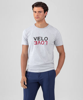 T-shirt en coton bio "VELO LOVE": Gris chiné