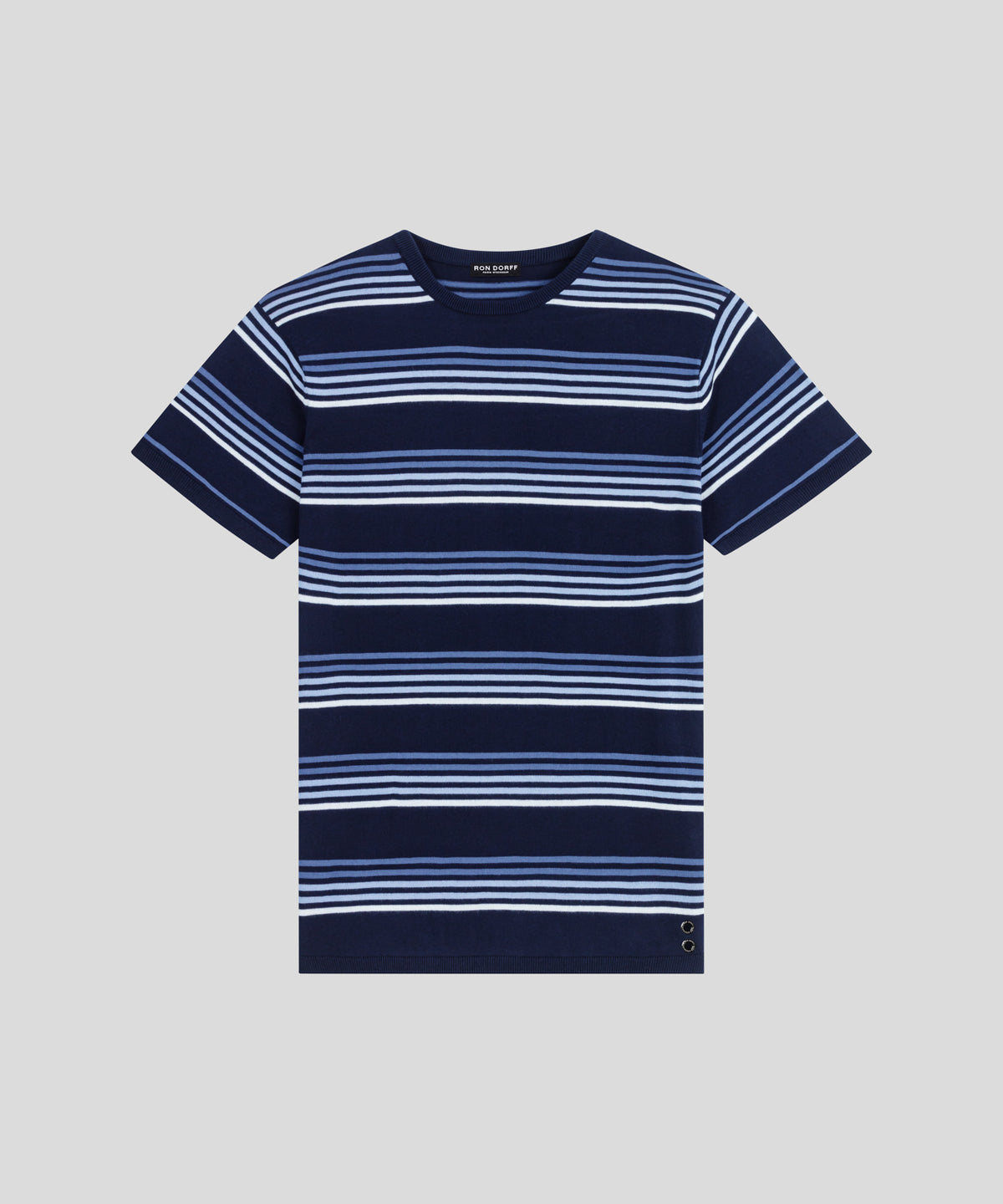 T-shirt en maille à rayures: Bleu marine