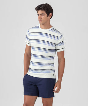 Knitted Striped T-Shirt: Off White