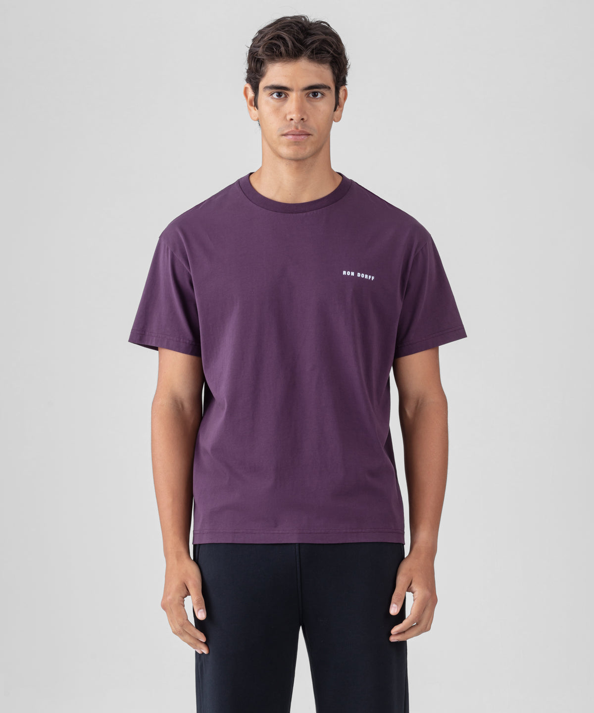 T-shirt coupe décontractée en coton: Violet foncé