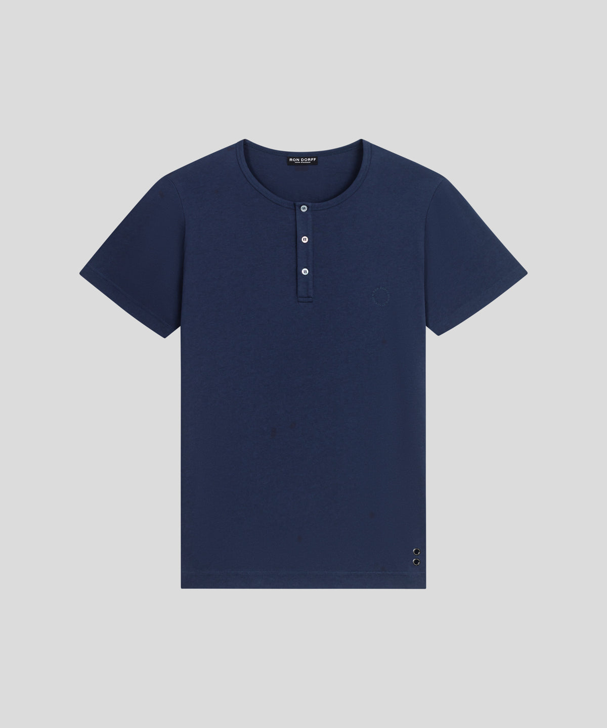 T-shirt col henley en coton modal: Bleu marine