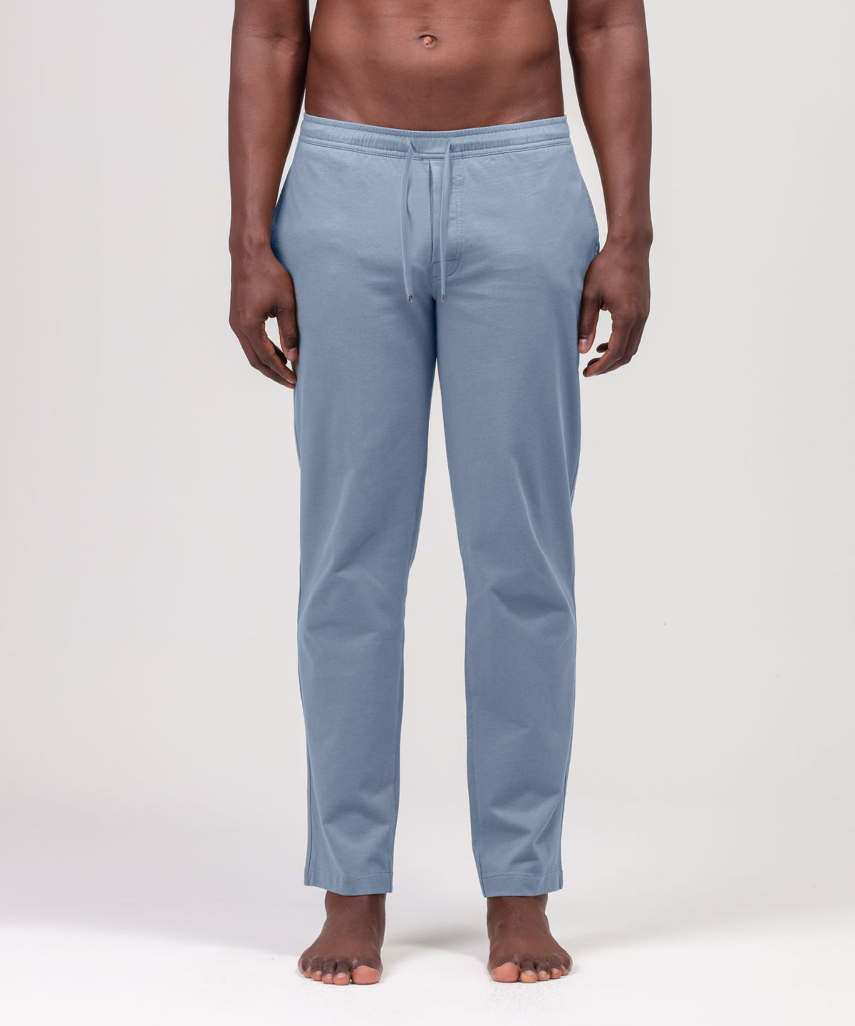 Pantalon à cordon en coton: Bleu clair