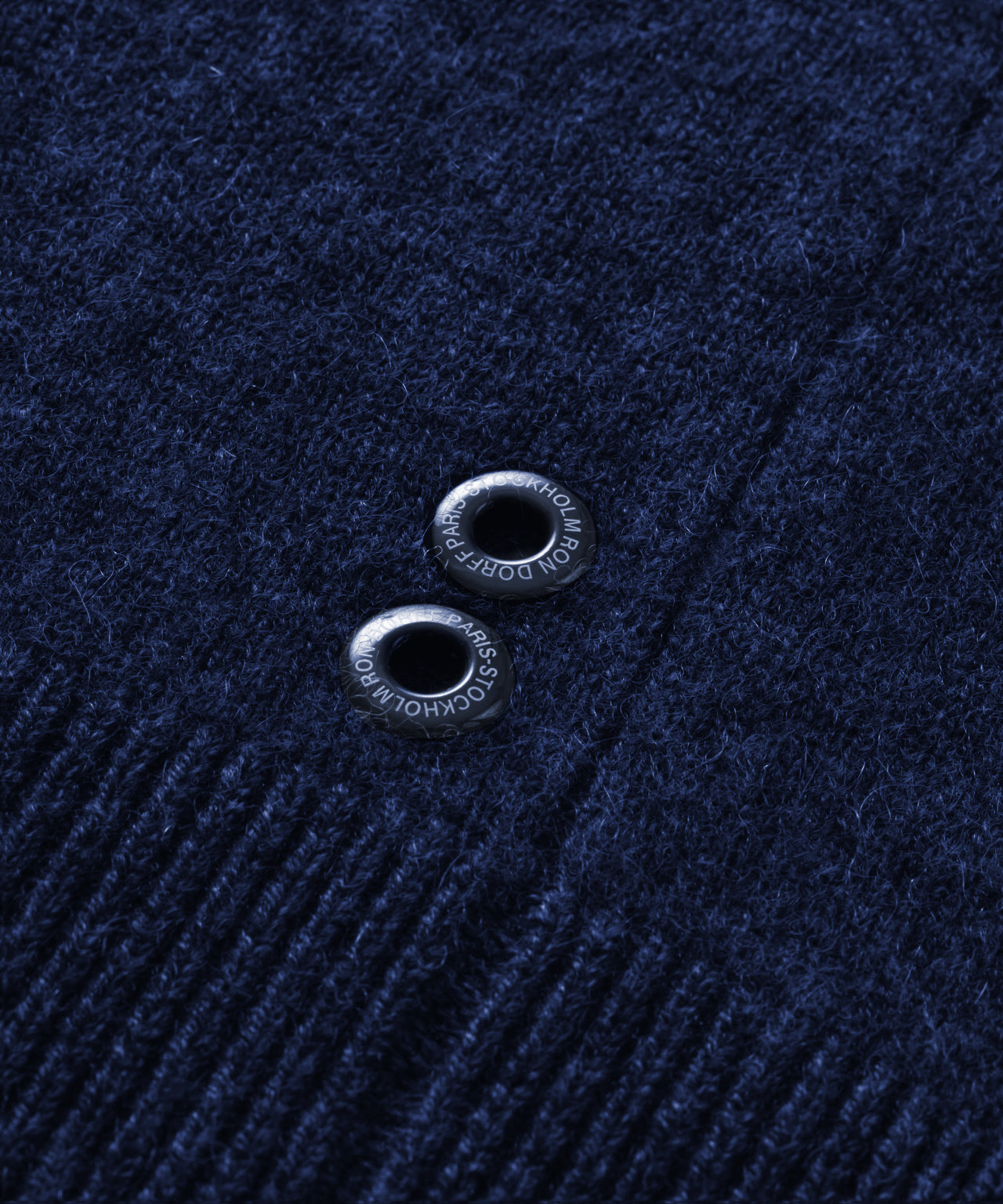 Pull à capuche zippé en cachemire: Bleu marine