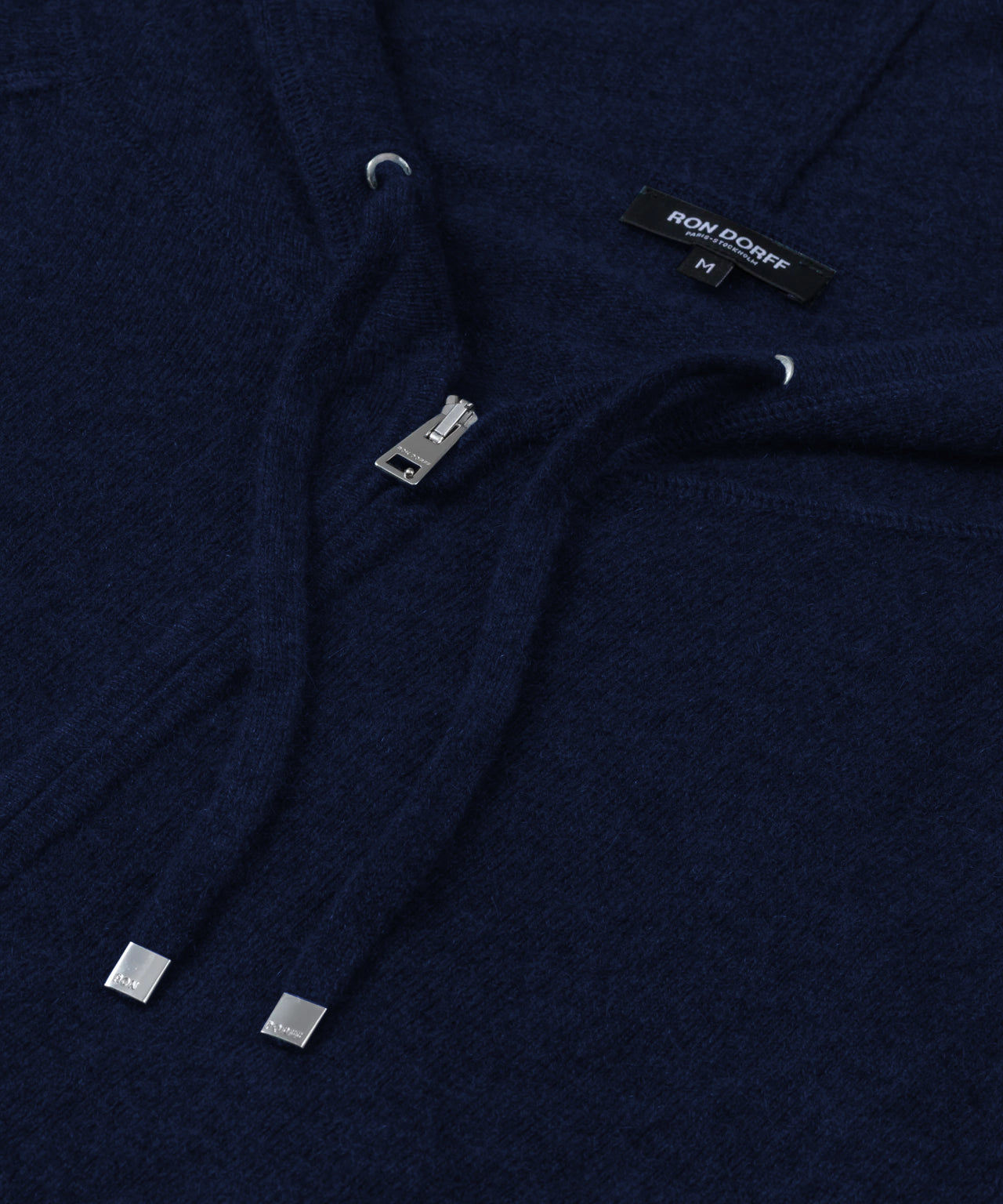 Pull à capuche zippé en cachemire: Bleu marine