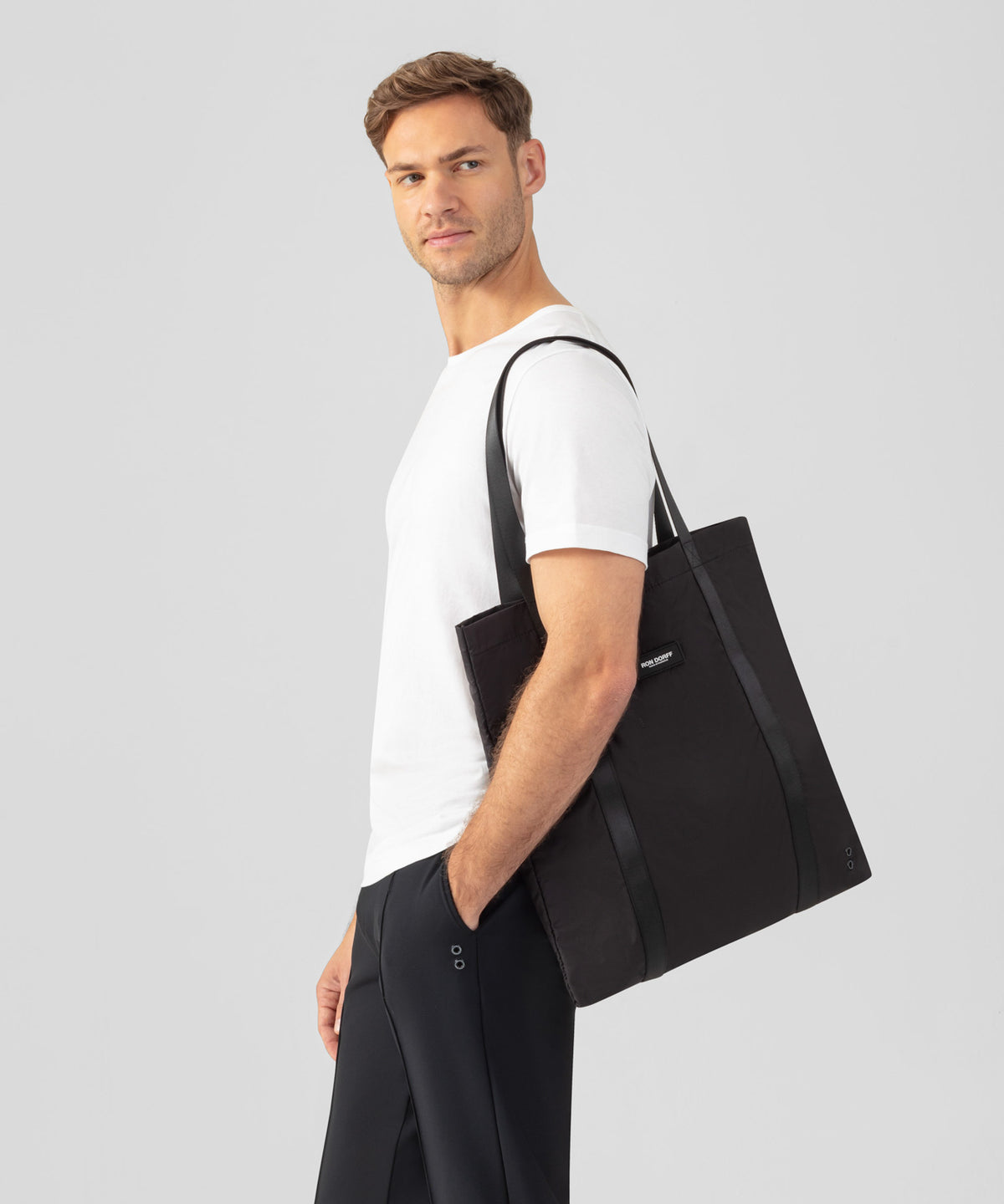 Light Ripstop Tote Bag: Black