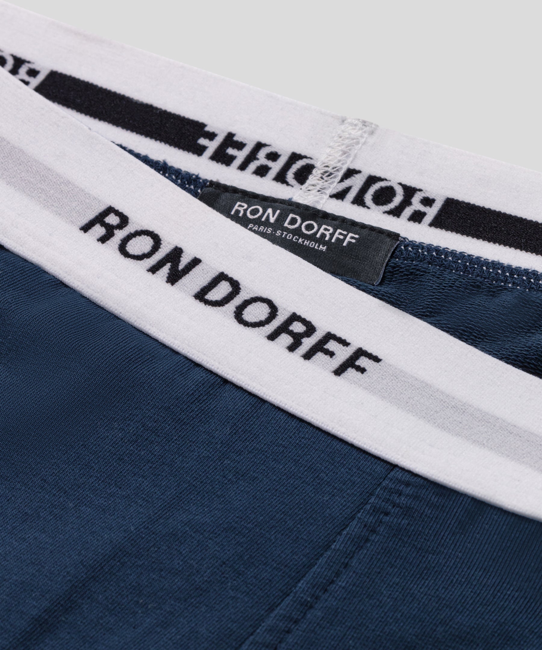 Short d'intérieur en coton à imprimés RON DORFF: Bleu marine