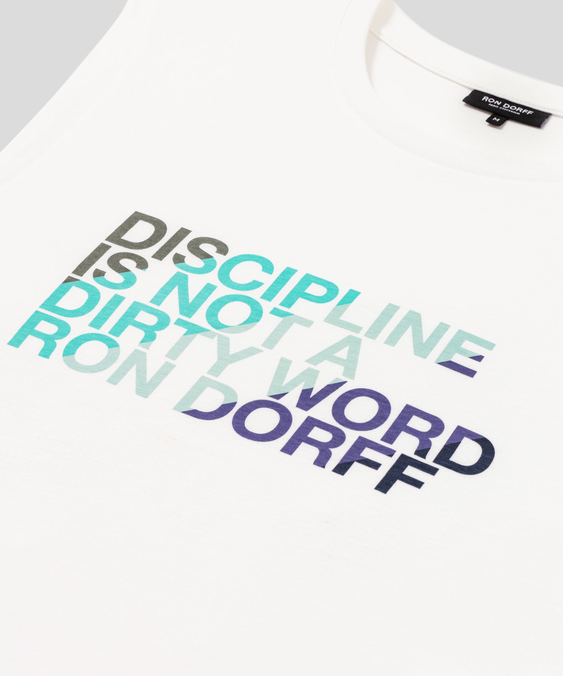 T-shirt sans manches en coton organique à imprimé DISCIPLINE: Blanc optique