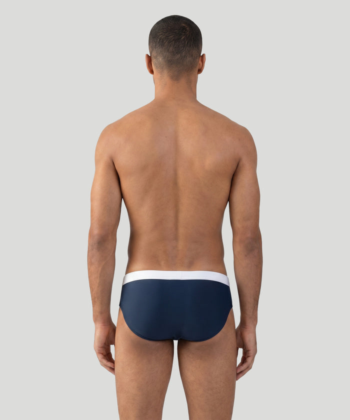 Slip de bain à ceinture contrastée: Bleu marine
