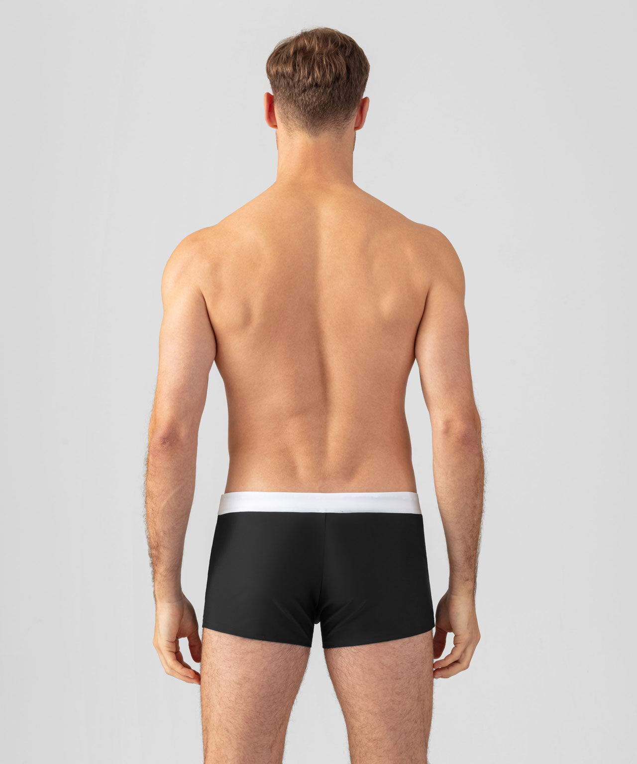 Boxer de bain à ceinture contrastée: Noir
