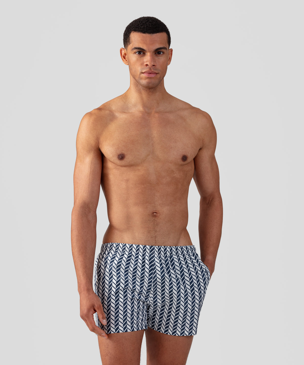 Swim Shorts w. Nordic Pattern: Navy