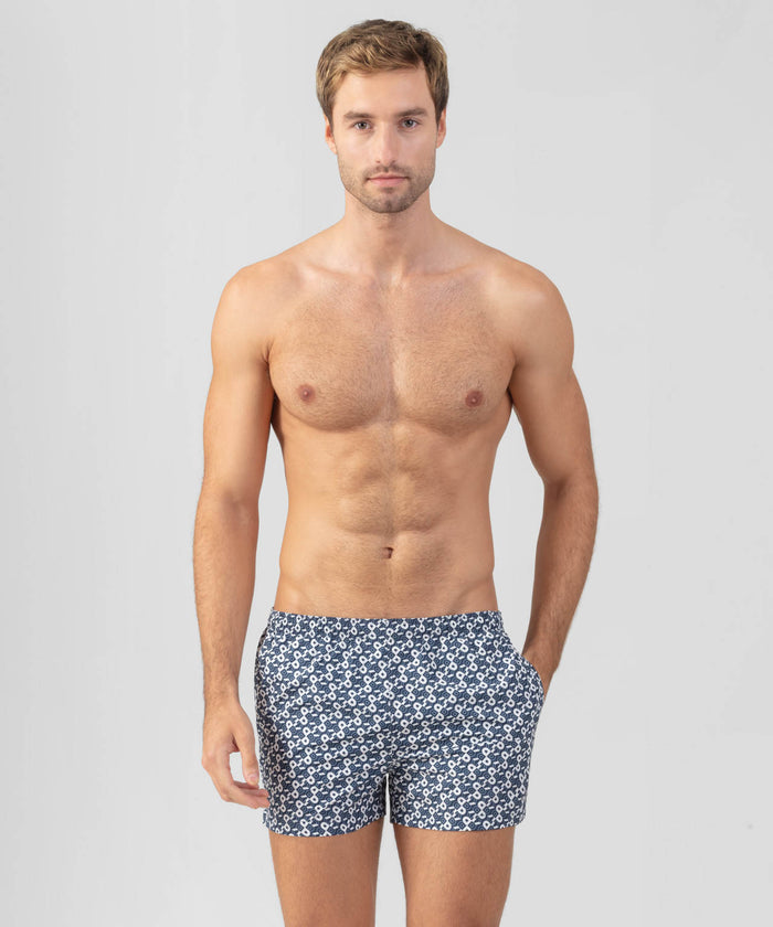 Short de bain à motif RD : Marine
