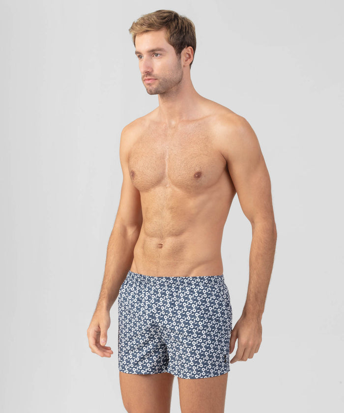 Short de bain à motif RD : Marine